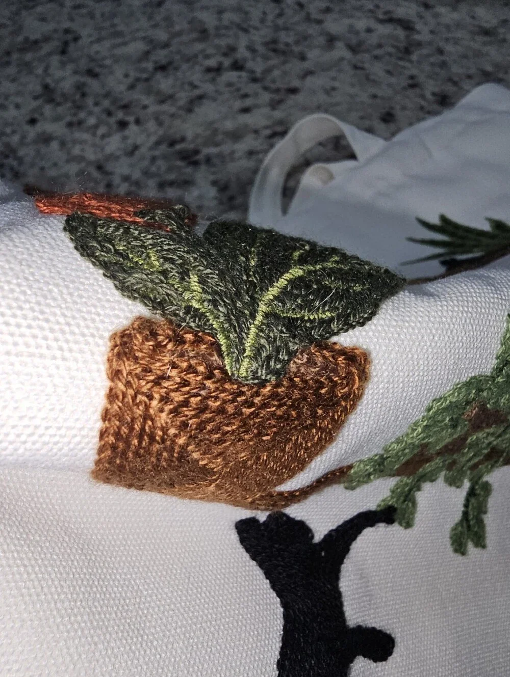 Cats & Plants Embroidered Textile Art Cottage Core Reusable Shopper Tote